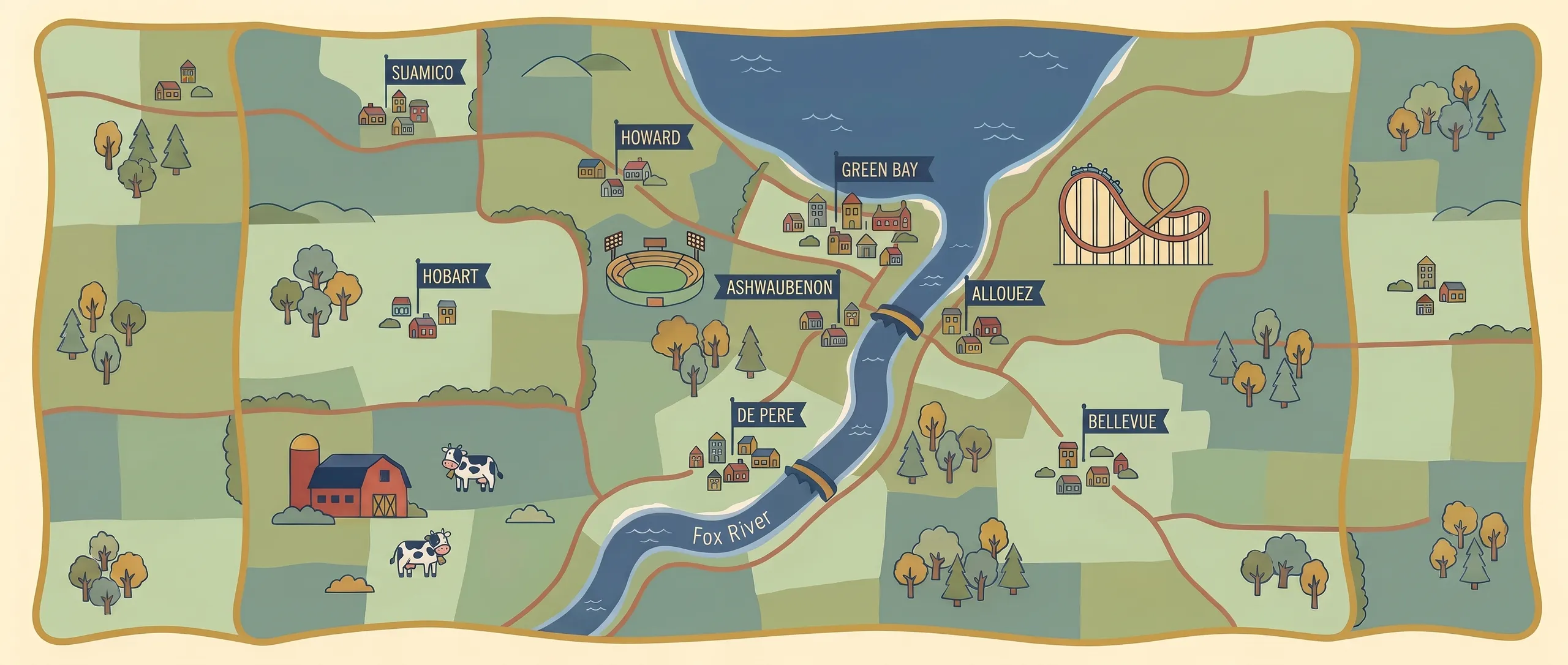 Illustrated map of Brown County, Wisconsin service areas